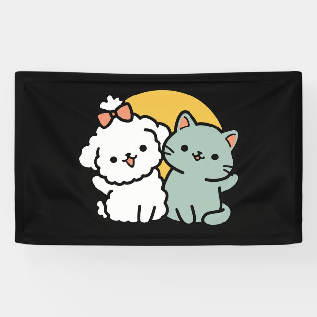 Fur-Real Friends Forever | Cute Cat & Dog Duo Banner (Horizontal)