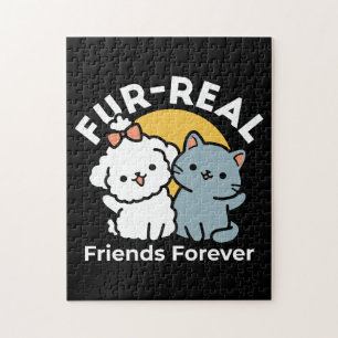 Fur-Real Friends Forever Cute Cat & Dog Duo Jigsaw Puzzle