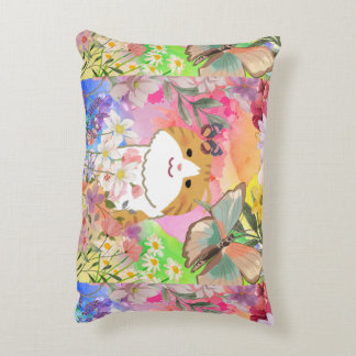Fur-real, I’m Flower-Powered – Cute Cat Floral  Decorative Cushion
