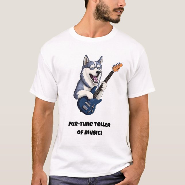 Fur-tune teller of music/Funny Dog T-Shirt (Front)