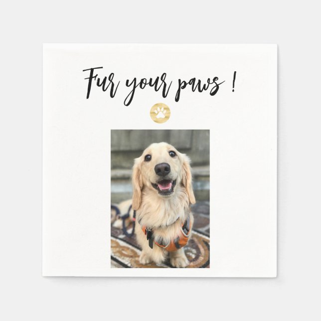 Fur Your Paws Pet Theme Dog Photo Wedding Napkin (Front)