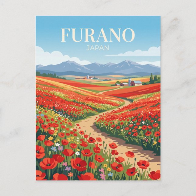 Furano Flower Fields Japan Postcard (Front)