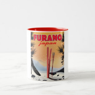 Furano Japanese travel poster. Two-Tone Coffee Mug