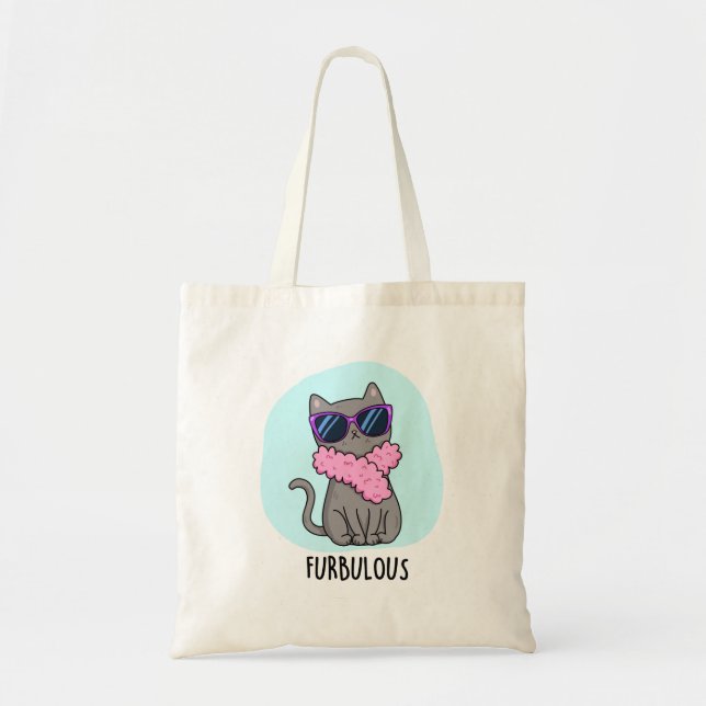 Furbulous Funny Elegant Cat Pun Tote Bag (Front)