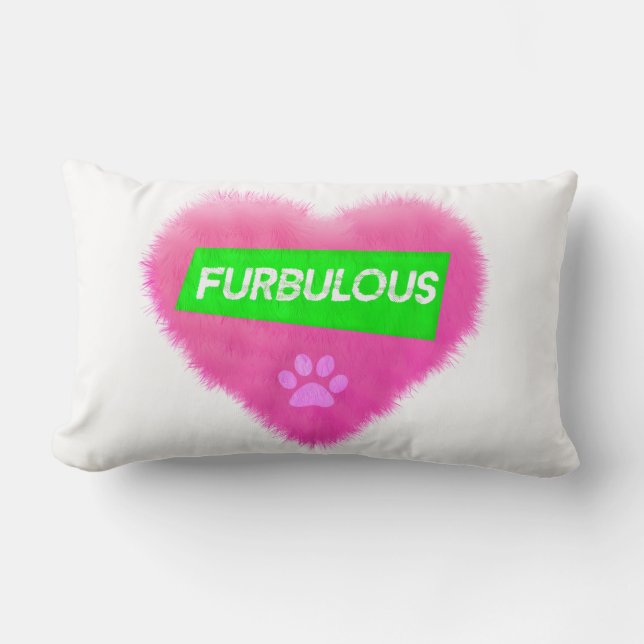 Furbulous Pink Furry Heart Pillow (Front)