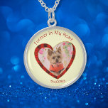 Furever In My Heart Pet Photo Plaid Paw Print  Sterling Silver Necklace<br><div class="desc">Furever In My Heart memorial keepsake with a red and black plaid paw print design and a faux glitter outline. Add your pet photo and pet's name. All text is customisable.</div>