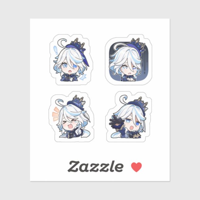 Furina Genshin Impact 4 Pack Sticker Sheet (Sheet)