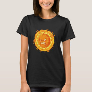 Furious Citrus Angry Orange Fireball Cartoon T-Shirt
