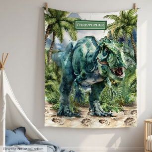 Furious Dinosaur Blanket Personalized Boy Name