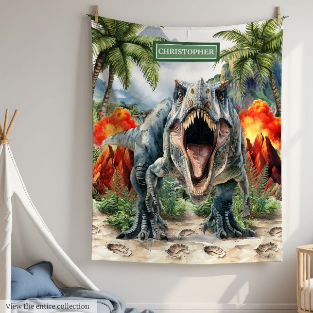 Furious T-Rex Blanket Custom Name Personalised (Furious T-Rex Blanket Custom Name Personalized)