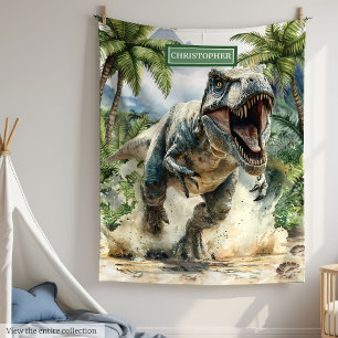 Furious T-Rex Blanket Personalised Custom Name Boy