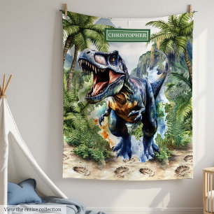 Furious T-Rex Dinosaur Blanket Personalized Custom