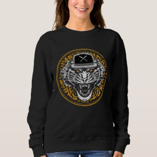 Furious Tiger Wearing a Snapback Sweatshirt