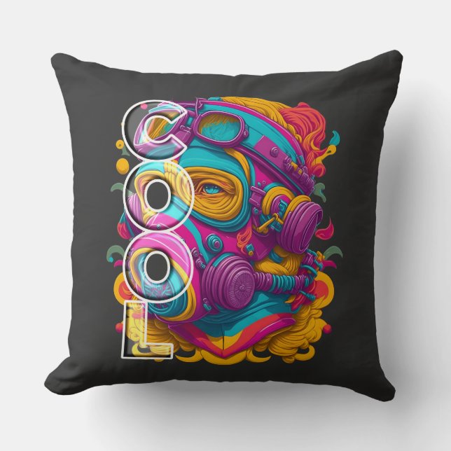 FURISTIC FIGURE WITH GAS MASK. CUSHION (Front)