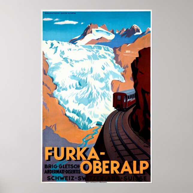 FURKA-OBERALP Narrow Mountain Pass Switzerland Poster (Front)