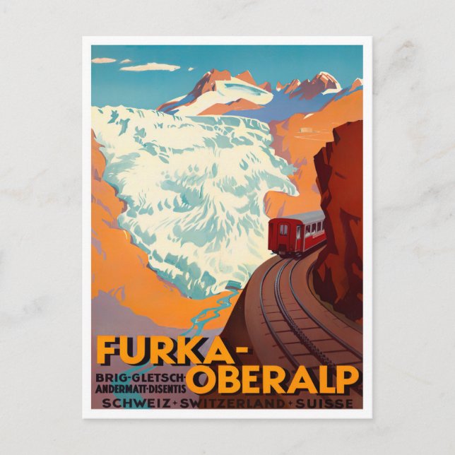 Furka Pass Switzerland vintage travel Postcard (Front)