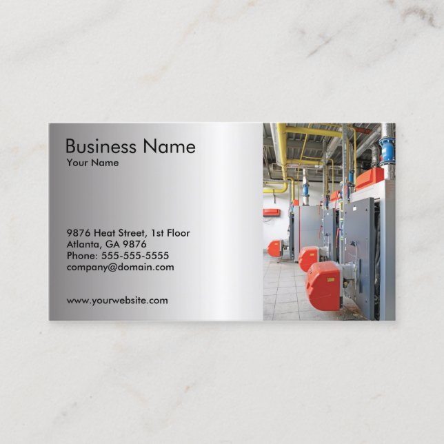 Furnace Repair Company Business Card Template (Front)