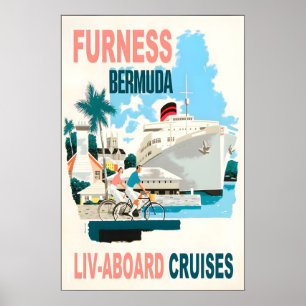 Furness Bermuda Line Steam Ship Travel Poster