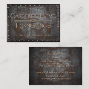 Furnishings Rusty Metal Framed Vintage Business Card