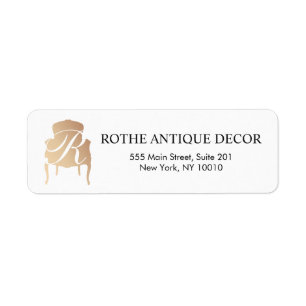 Furniture Dealer Gold Monogram Address Label Return Address Label