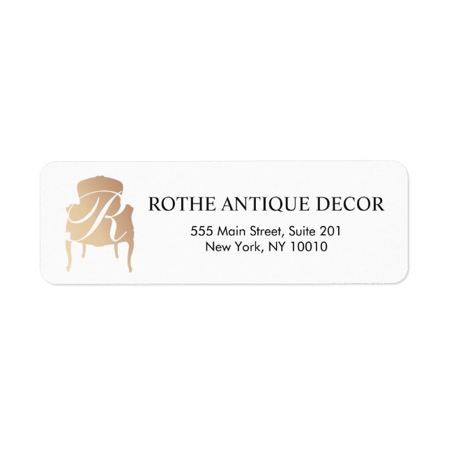 Furniture Dealer Gold Monogram Address Label Return Address Label (Front)