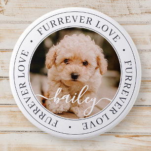Furrever Love Pet Memorial Elegant Chic Photo 7.5 Cm Round Badge