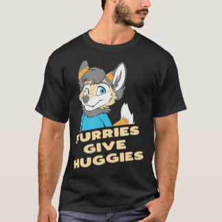 Furries Give Huggies Furry Hug Funny Cute OwO Fu T-Shirt