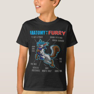 Furry  - Anatomy of a Furry - cartoon wolf   T-Shirt