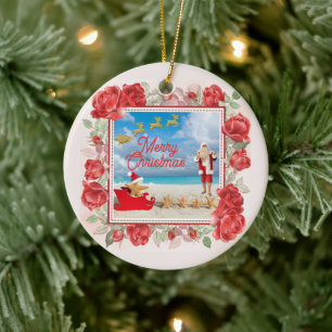 Furry and Bright Christmas Ceramic Ornament