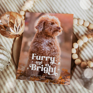Furry And Bright Dog Photo Funny Christmas Holiday Card