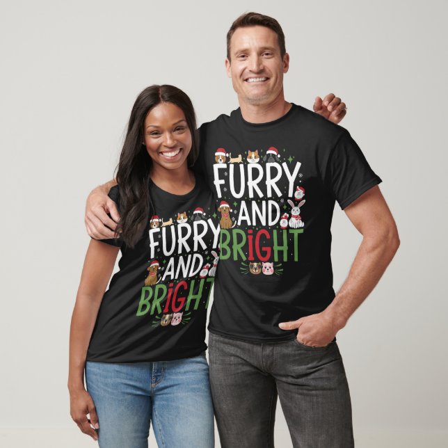 Furry and Bright - Festive Holiday Pet Lover T-Shi T-Shirt (Unisex)