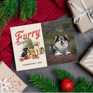FURRY AND BRIGHT MERRY CHRISTMAS DOG PET FURBABY HOLIDAY POSTCARD