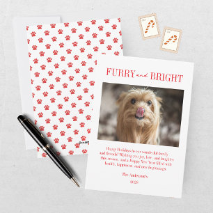 Furry And Bright Pet Dog Photo Christmas Holiday Card