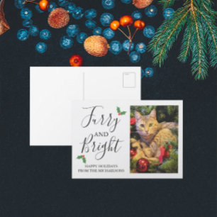 Furry and Bright Pet Photo Christmas Holiday Postcard