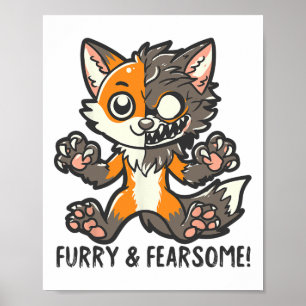 Furry And Fearsome Halloween Werewolf Fox Poster
