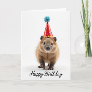 Furry Animal Party Hat Card