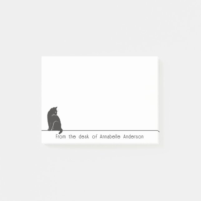 Furry Black Cat Personalise Notes (Front)