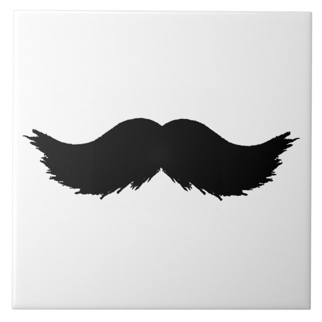 Furry Black Moustache Ceramic Tile (Front)