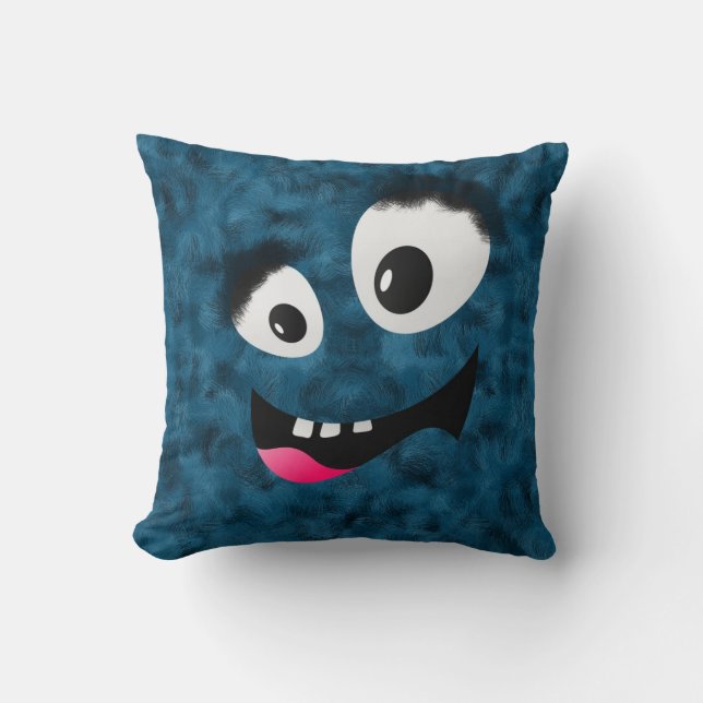 Furry Blue Monster Cushion (Front)