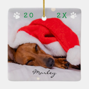 Furry & Bright (add your photo) Christmas tree Cer Ceramic Ornament