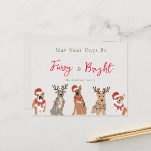 Furry & bright Christmas Dogs Holiday Postcard