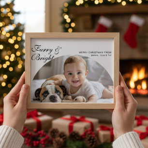 Furry & Bright Colourful Family Holiday Card