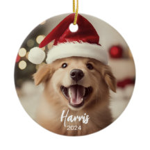 Furry + Bright Cute Dog Photo Christmas Ornament
