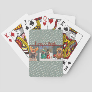 Furry & Bright Dog Christmas Photo Holiday Playing Cards