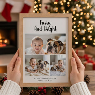 Furry & Bright dog & cute Family Holiday Card