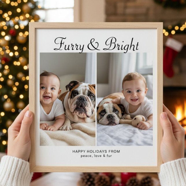 Furry & Bright Elegant cute &  dog Holiday Card (Creator Uploaded)