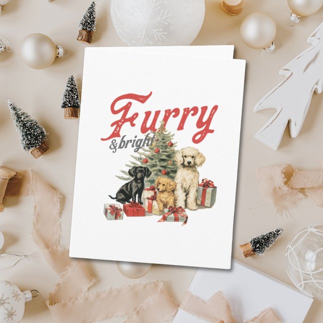 Furry & Bright Illustrated Dog Christmas Greeting Card (Furry & Bright Illustrated Dog Christmas Greeting Card
)