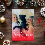 Furry & Bright - Pet Christmas Photo Holiday Card<br><div class="desc">Christmas card with a beautiful red gradient at the bottom of your own photo featuring you and your pet or just your pet,  with Furry and Bright written across in pretty white letters,  decorated with snowflake dots and a bow.</div>