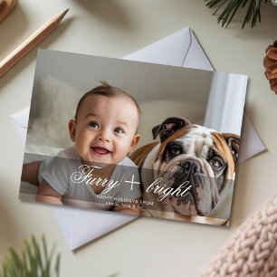 Furry & Bright Snowy Family Holiday Card