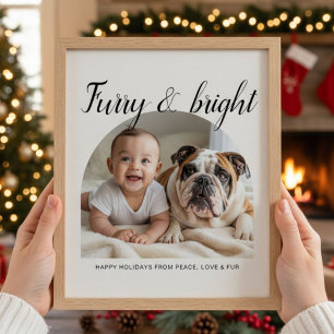 Furry & Bright Traditional cute Christmas Card